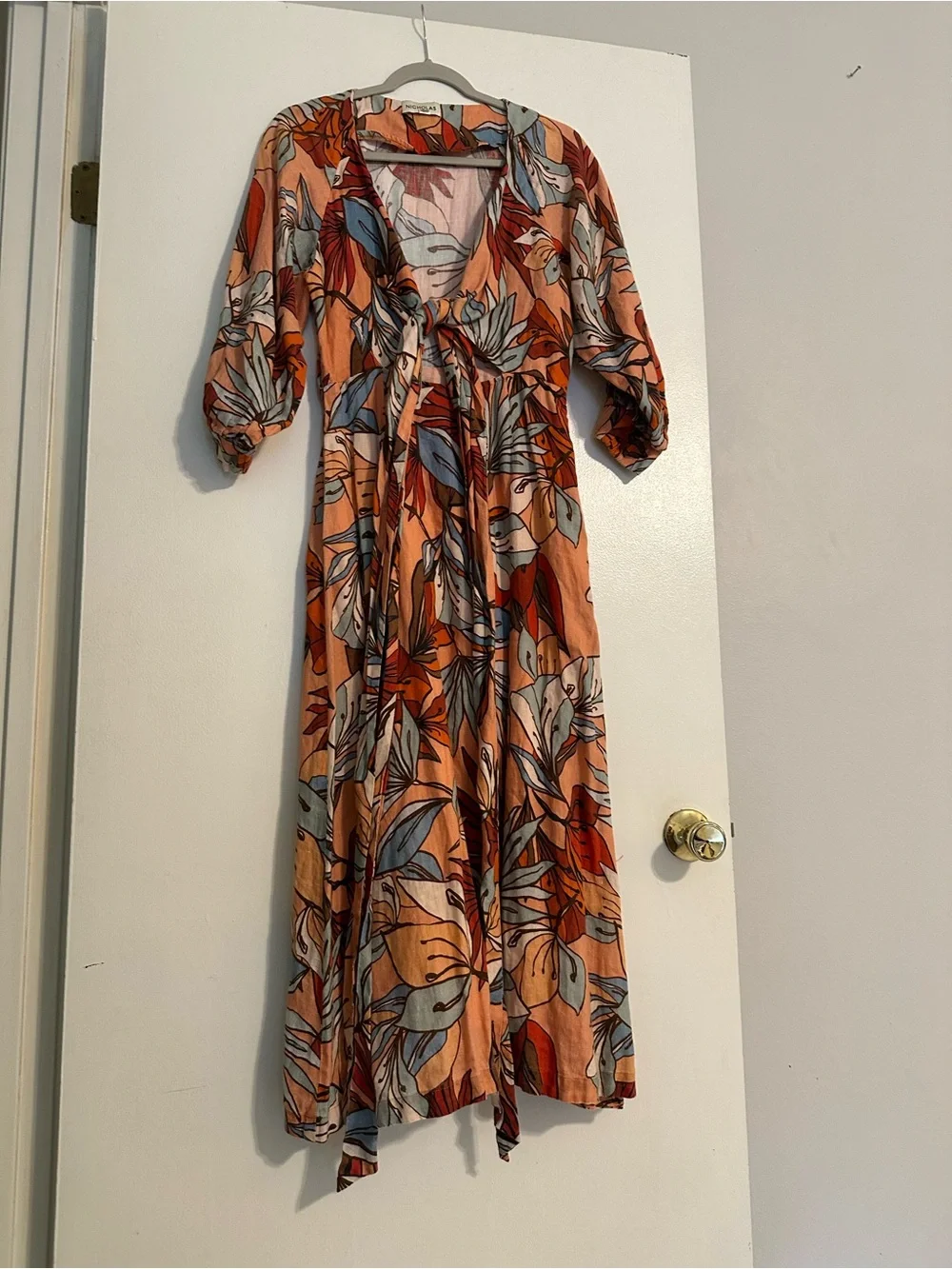 Nicholas Peach Tropical Tie-Front Women's Dress - Picture 2 of 12